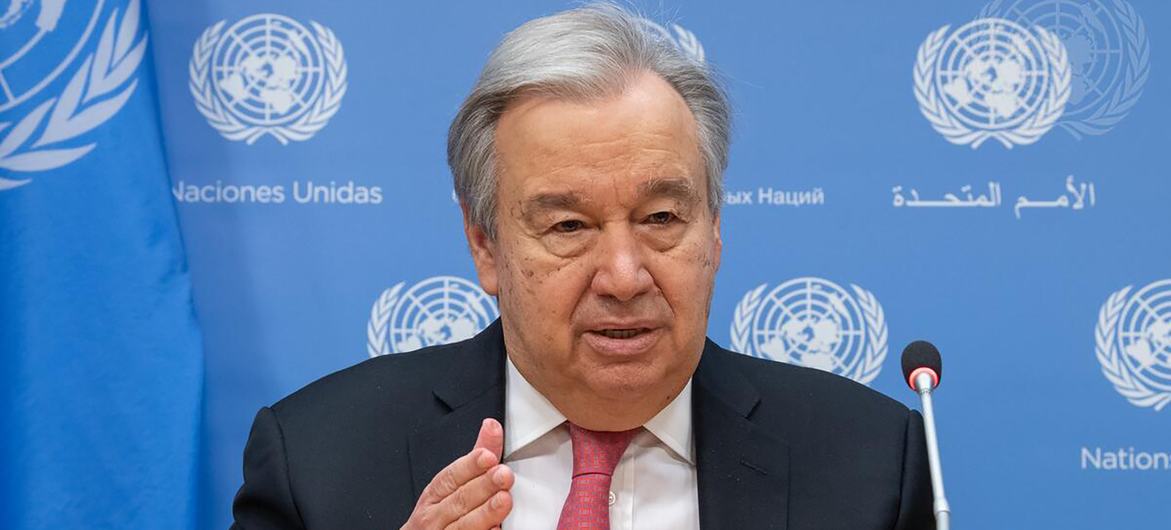 Secretário-geral António Guterres fala a jornalistas