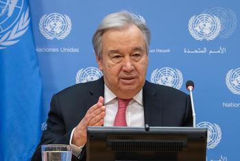 Secretário-geral António Guterres fala a jornalistas
