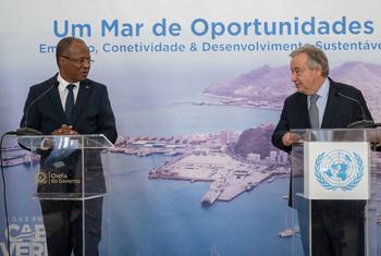 Primeiro-ministro de Cabo Verde e chefe da ONU falam a jornalistas