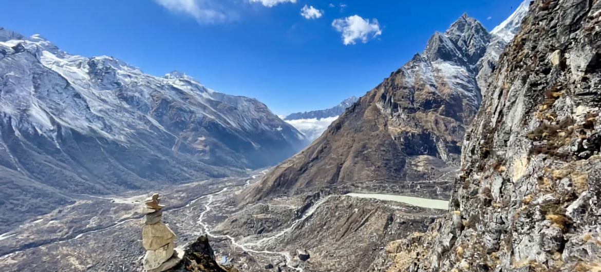 A glacier in the Langtang region of Nepal which has been in retreat for some years. 