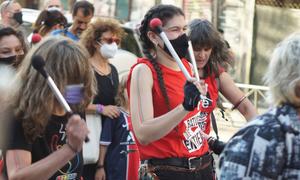 Women activists march in Madrid, Spain (file).