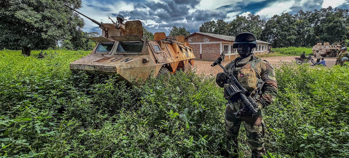 Patrouille de sécurité conjointe d'éléments des Forces armées centrafricaines (FACA) et de Casques bleus de l'ONU (photo d'archives).