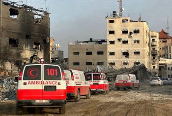 L'OMS a mené deux missions cruciales pour transférer 32 patients critiques de l'hôpital Nasser, dans le sud de Gaza, les 18 et 19 février.