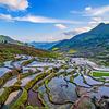 中国南方山地丘陵地区的水稻梯田系统。