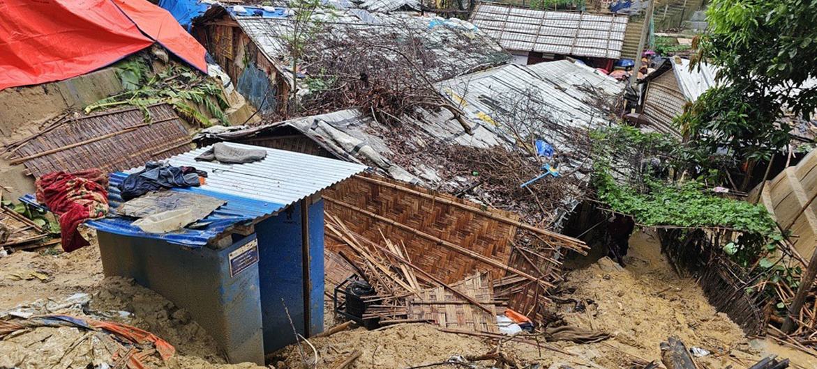 Damage caused by deadly landslides in one of the Rohingya refugee camps in Cox's Bazar, Bangladesh.