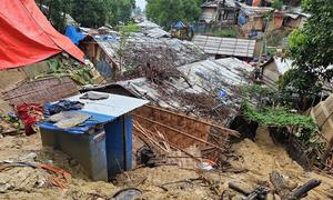 Damage caused by deadly landslides in one of the Rohingya refugee camps in Cox's Bazar, Bangladesh.