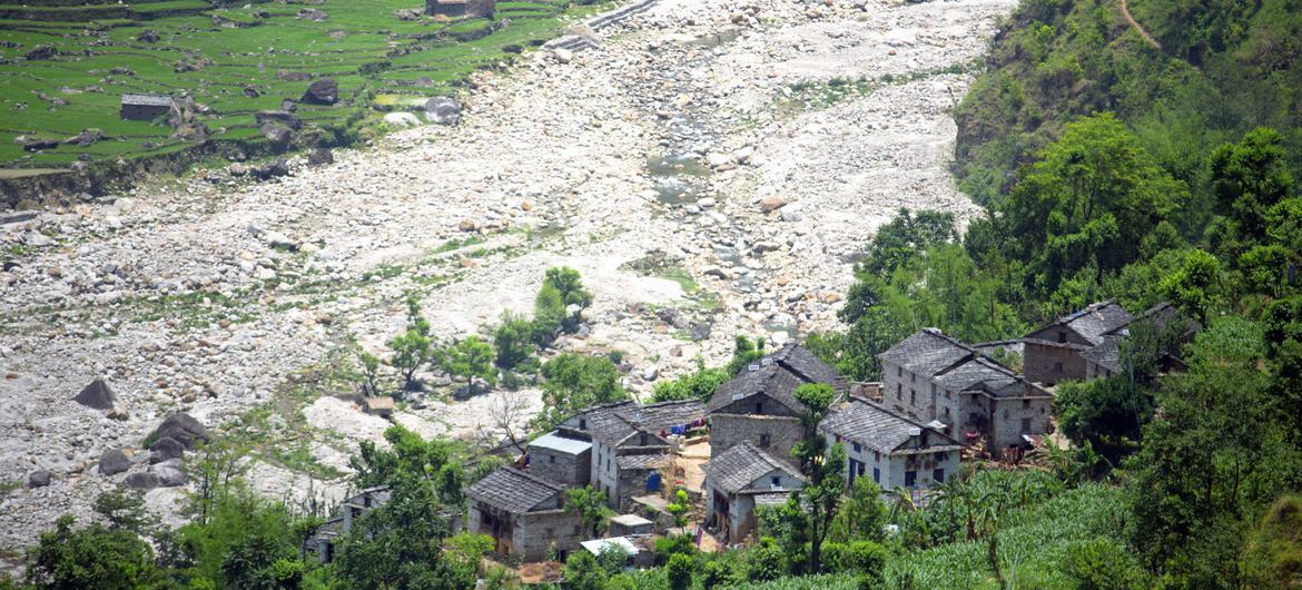 Aftermath of a flood that swept through a high-altitude village in Nepal. Aftermath of a flood that swept through a high-altitude village in Nepal.