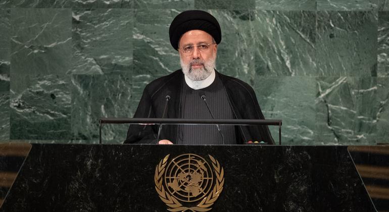 أرشيف (2022): الرئيس الإيراني سيد إبراهيم رئيسي يلقي كلمة أمام المناقشة العامة للدورة السابعة والسبعين للجمعية العامة.