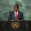 Rais Hakainde Hichilema wa Zambia akihutubia mjadala mkuu wa kikao cha 77 cha Baraza Kuu la UN .
