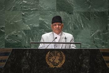 نیپال کے وزیراعظم پُشپا کمال ڈاہال اقوام متحدہ کی جنرل اسمبلی کے 78ویں اجلاس سے خطاب کر رہے ہیں۔