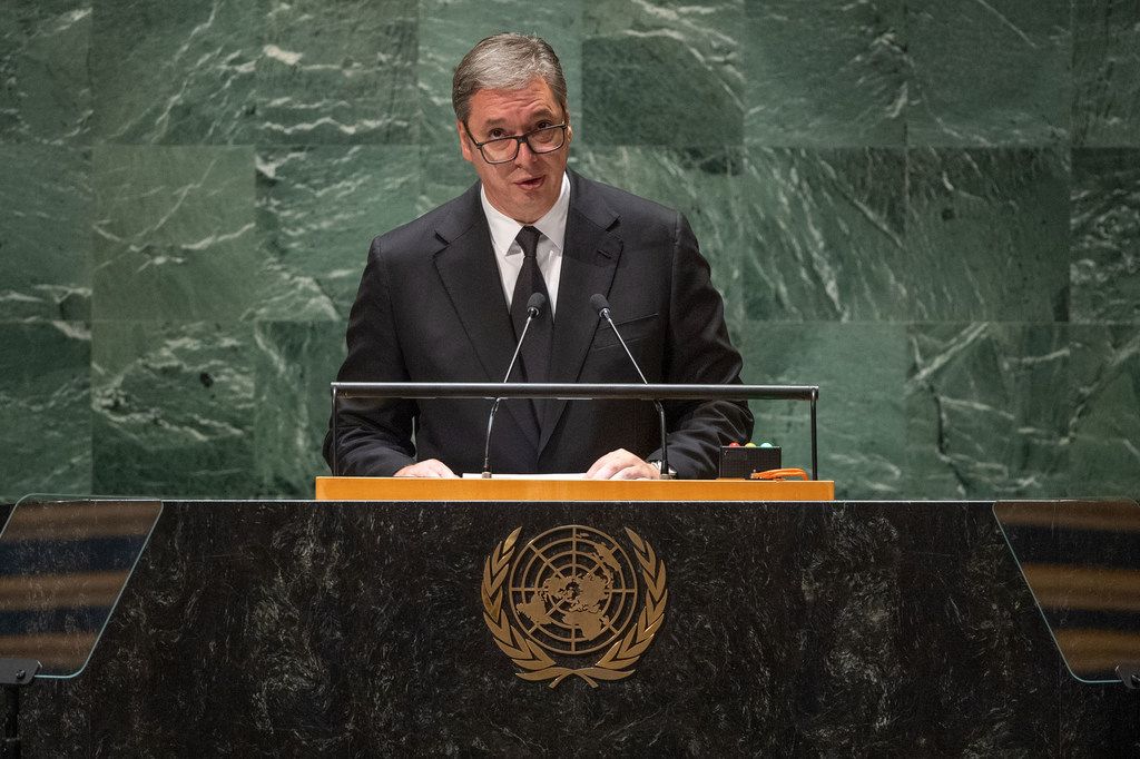 Президент Сербии на трибуне Генассамблеи ООН. 