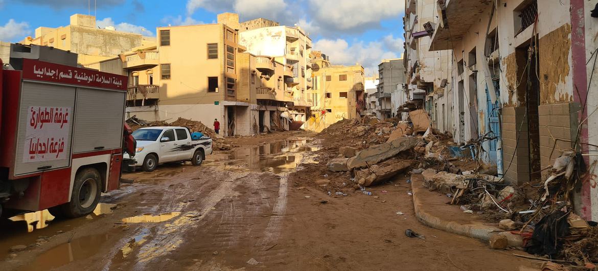 The floods in northeastern Libya have displaced more than 43,000 people.