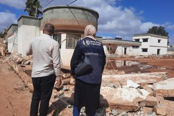 جانب من الدمار الذي سببته الفيضانات والسيول في ليبيا.