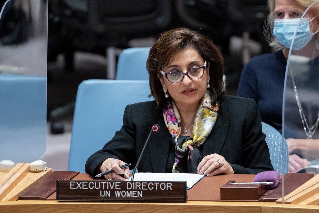 A Diretora Executiva da ONU Mulheres, Sima Sami Bahous, apresenta um relatório ao Conselho de Segurança sobre mulheres, paz e segurança.