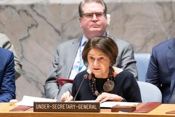 La secretaria general adjunta de Asuntos Políticos de la ONU, Rosemary DiCarlo, informando al Consejo de Seguridad sobre la no proliferación y la República Popular Democrática de Corea.