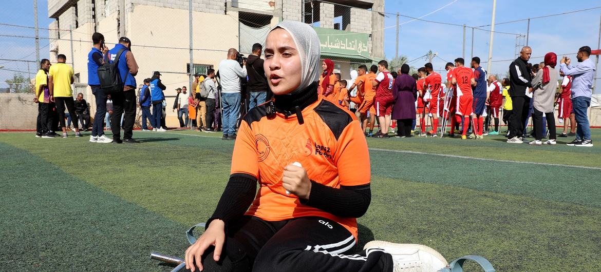 Farah Youssef, a member of the Palestine Amputee Football National Team, who is participating in the championship.