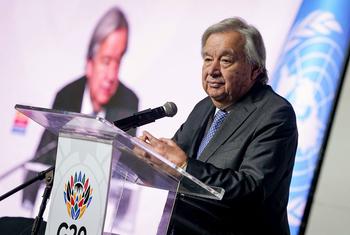 UN Secretary-General António Guterres addresses the media at the G20 Summit in South Africa.