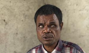 Antonio Ornai, who is visually impaired, participates in evacuation simulation training