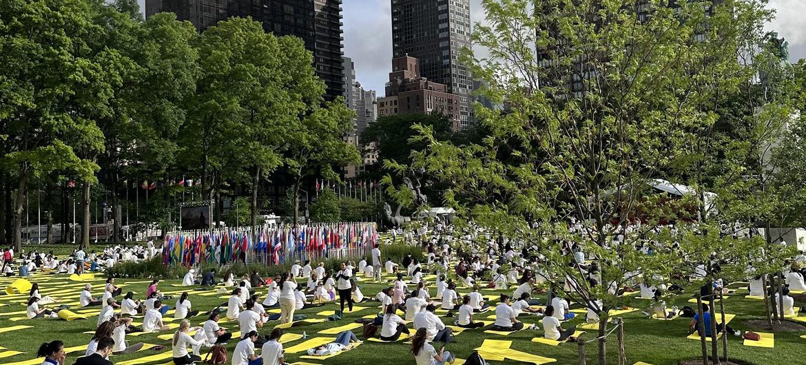 Сессия йоги перед зданием ООН в Нью-Йорке попала в Книгу рекордов Гиннесса. 