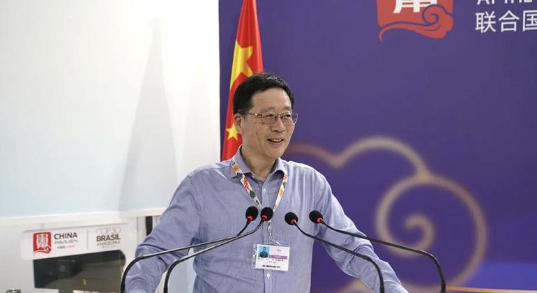 中国国家气候变化专家委员会副主任王毅在第30届气候变化大会上发表讲话。