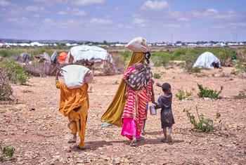 After being forced to leave their home, a mother and her children carry their remaining belongings and search for a place to take shelter.