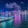 中国香港特别行政区夜景。