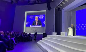 The UN Secretary-General António Guterres addresses the World Economic Forum in Davos, Switzerland. He urged governments and corporate leaders to 'stay on the right side of history' on climate action.