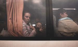 Alina, 28, and her son Myroslav, 3, fled the Kherson region in September 2022, when the bombardments became untenable. They reached Zaporizhzhia, from where the NGO Adra helped them continue their journey west.