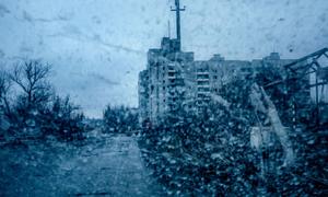 A destroyed building on the front lines in Ukraine. (file)