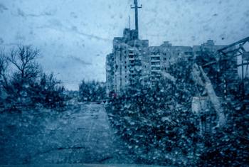 乌克兰顿涅茨克阿夫迪夫卡一座被毁的建筑。