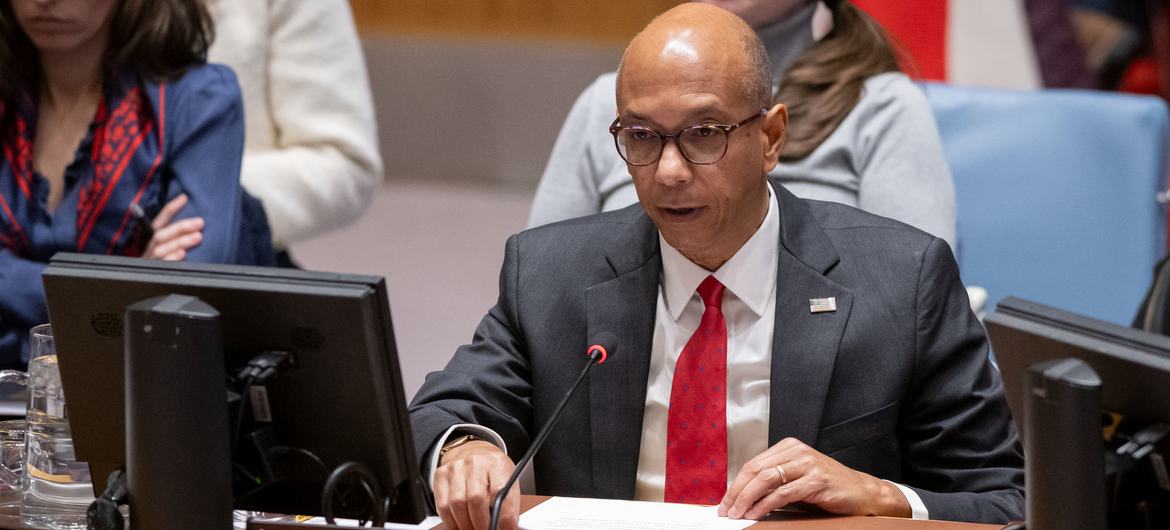 Deputy Permanent Representative Robert A. Wood of the United States addresses the UN Security Council meeting on the situation in the Middle East, including the Palestinian question.