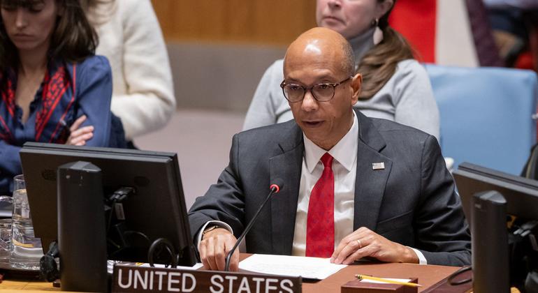 Deputy Permanent Representative Robert A. Wood of the United States addresses the UN Security Council meeting on the situation in the Middle East, including the Palestinian question.