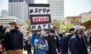 In San Francisco in the United States, demonstrators took to the streets in 2021 to protest against the rise of race-related hate crimes against people of Asian descent.