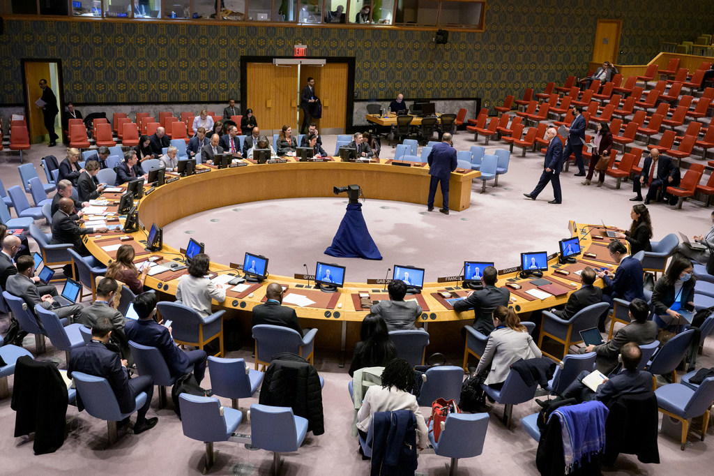 Une vue large de la réunion du Conseil de sécurité sur la situation au Moyen-Orient, y compris la question palestinienne.