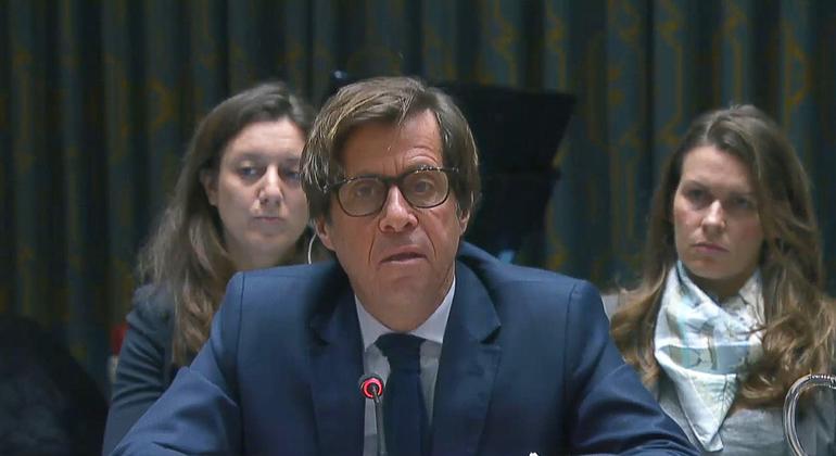 法国常驻联合国代表德里维埃在安理会发言。