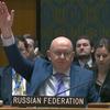 Vassily Nebenzia, Permanent Representative of Russia to UN voting against a draft resolution during the meeting on the situation in the Middle East, including the Palestinian question.