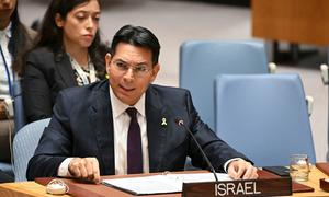 Israeli Ambassador Danny Danon delivers a speech at the Security Council meeting on the situation in the Middle East (file photo).