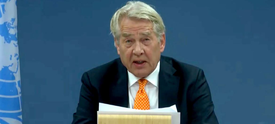 منسق الأمم المتحدة الخاص لعملية السلام في الشرق الأوسط، تور وينسلاند، يقدم إحاطة لأعضاء مجلس الأمن.