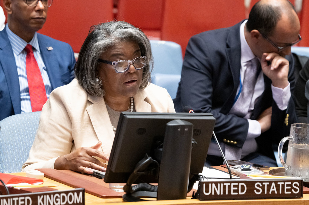 L'ambassadrice des États-Unis Linda Thomas-Greenfield s'adresse au Conseil de sécurité sur la situation au Moyen-Orient, y compris la question palestinienne.