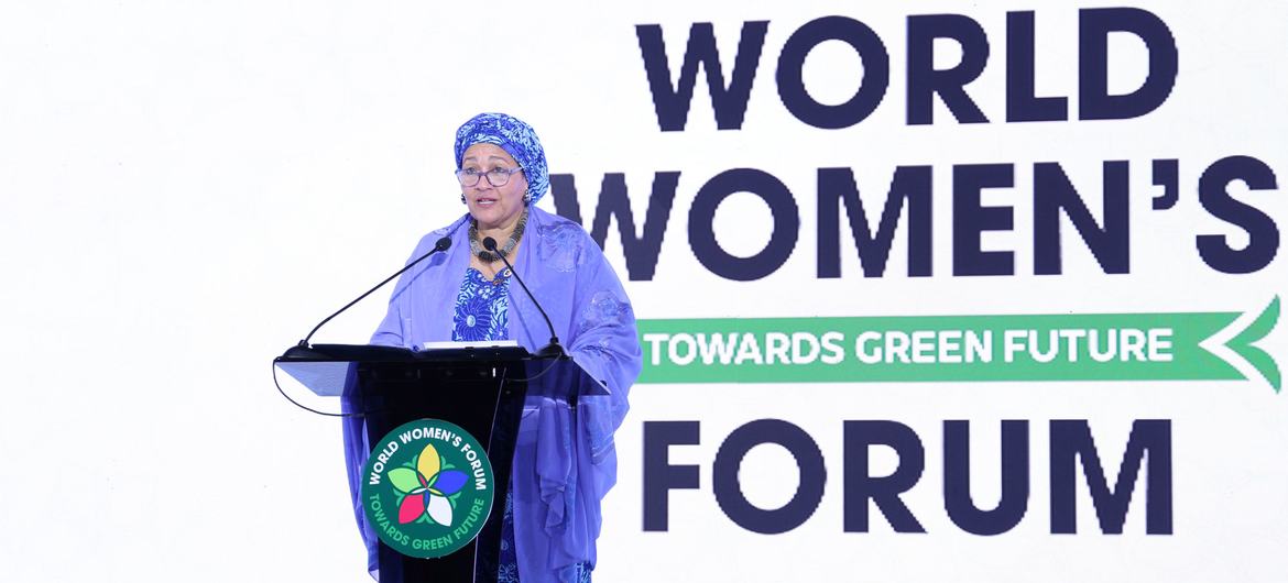 The Deputy Secretary-General Amina Mohammed delivers remarks at the 2024 World Women’s Forum in Ulaanbaatar, Mongolia.