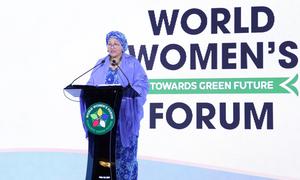 The Deputy Secretary-General Amina Mohammed delivers remarks at the 2024 World Women's Forum in Ulaanbaatar, Mongolia.