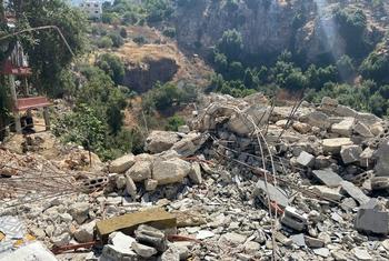 دمار لحق بقرية الهبارية في جنوب لبنان نتيجة الأعمال العدائية عبر الخط الأزرق.