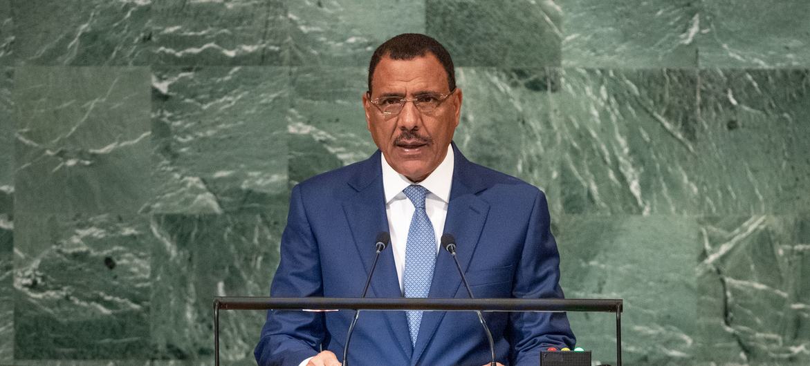 Le Président du Niger, Mohamed Bazoum, devant l'Assemblée générale des Nations Unies en septembre 2022.
