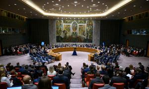 A wide view of the UN Security Council meeting on maintenance of peace and security of Ukraine. (file photo)