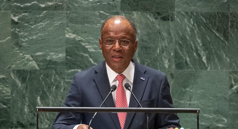 O primeiro-Ministro José Ulisses Correia e Silva, de Cabo Verde, discursa no debate geral da 78ª sessão da Assembleia Geral