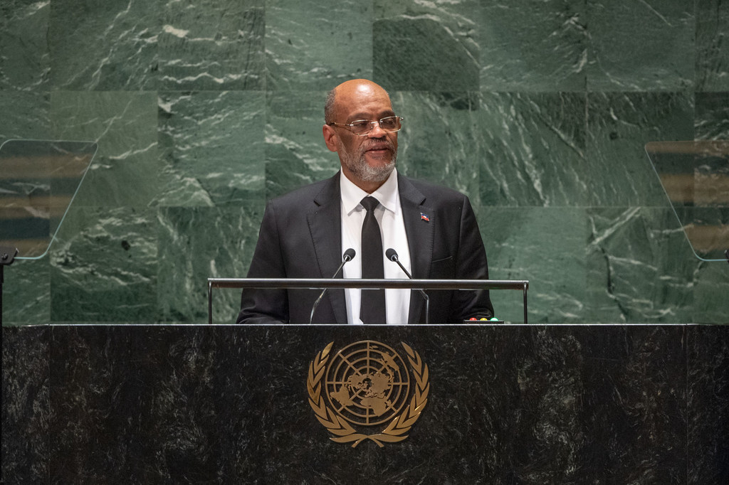 海地总理亨利在联大第78届会议一般性辩论上发言。