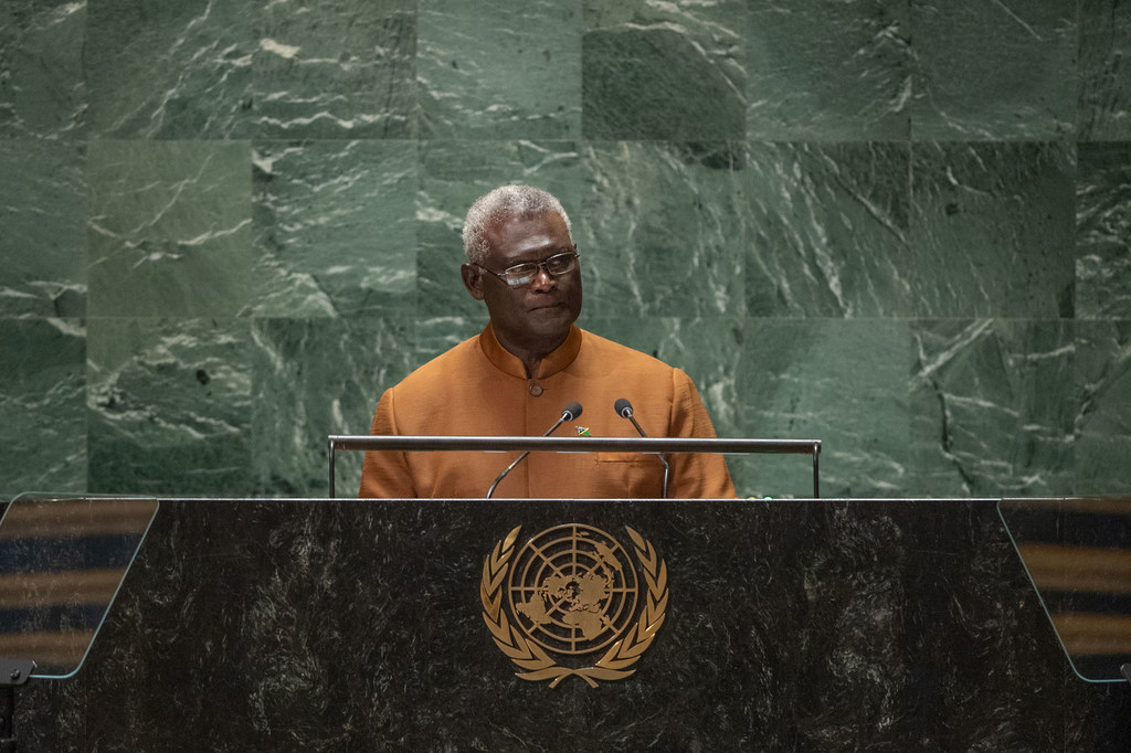 所罗门群岛总理索加瓦雷在一般性辩论上发言。