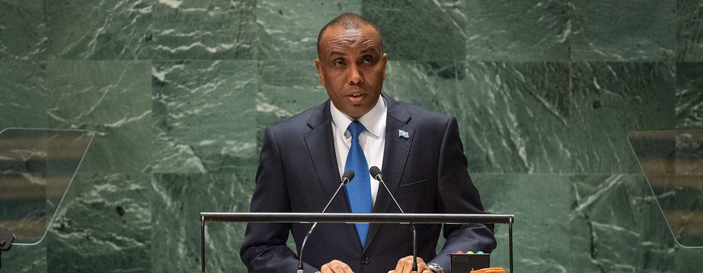 索马里总理巴雷在一般性辩论上发言。