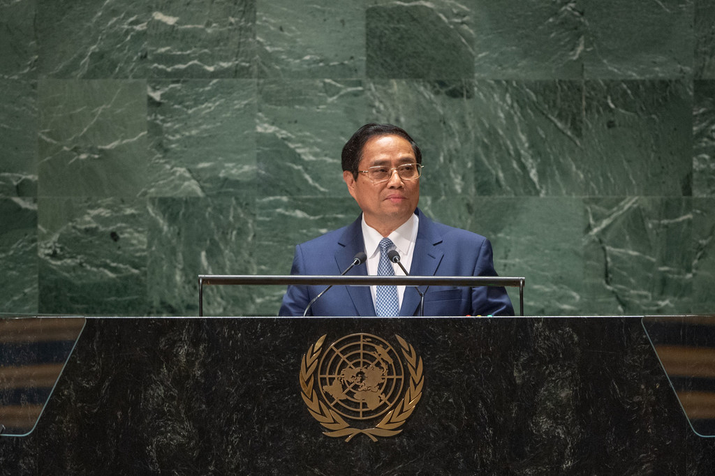 越南总理范明政在联大第78届会议一般性辩论上发言。