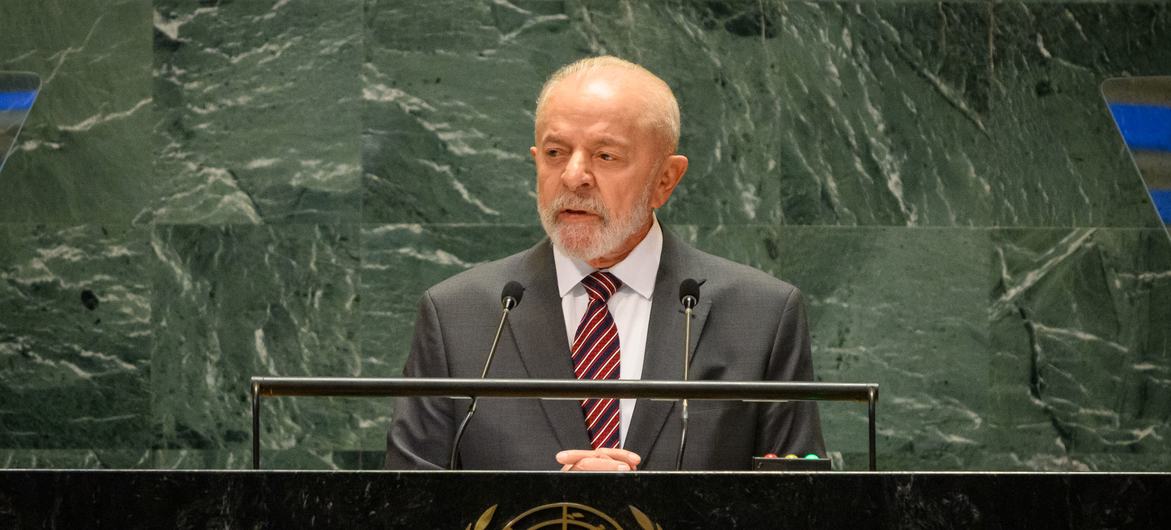 O presidente Luiz Inácio Lula da Silva, do Brasil, discursa no evento de alto nível da Cúpula do Futuro, na sede das Nações Unidas.